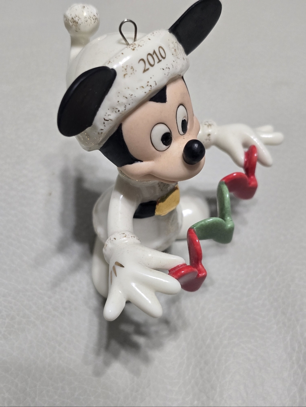 2010 Mickey Mouse Lenox Disney Holiday Ornament - White, Black, Red, Green